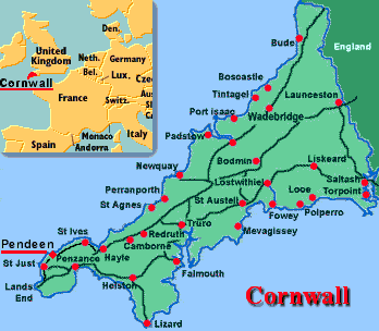 carte des Cornouailles